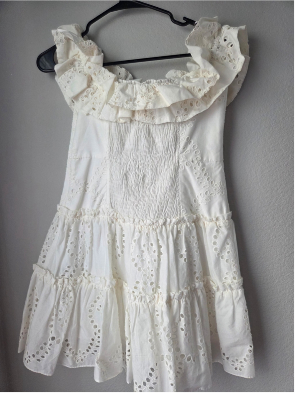 Women's Zara White Eyelet Mini Dress Size S